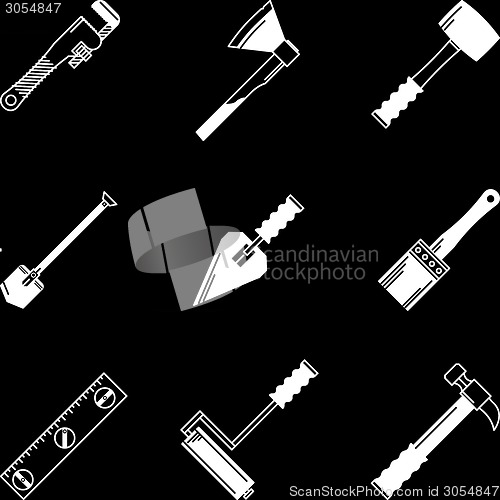 Image of White vector icons for woodwork tools