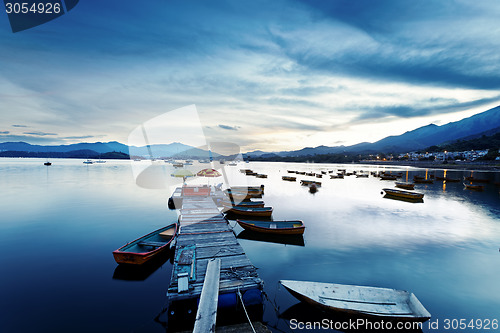 Image of Boat pier at sunset