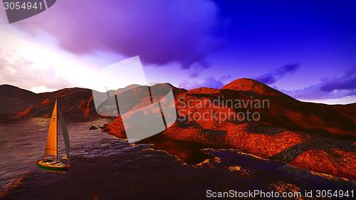 Image of Yachting along  shore