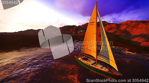 Image of Yachting along  shore