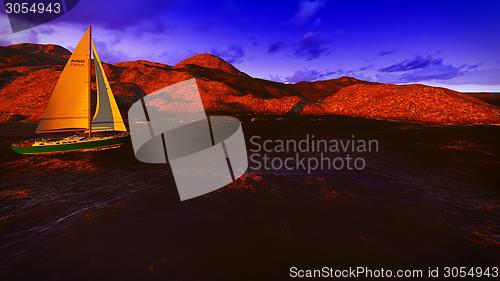 Image of Yachting along  shore