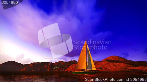 Image of Yachting along  shore