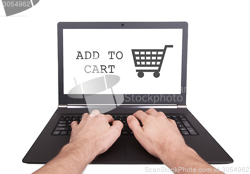 Image of Man working on laptop, add to cart