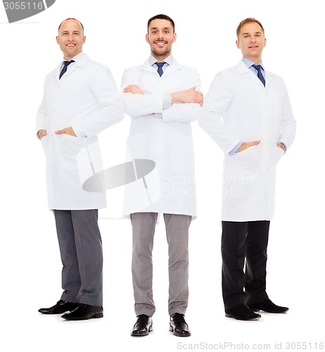 Image of smiling male doctors in white coats