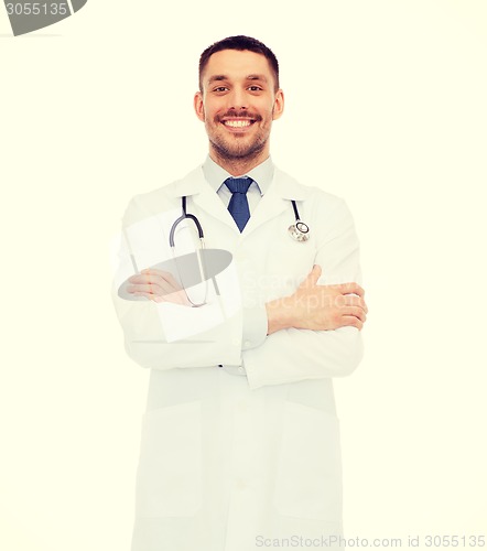 Image of smiling male doctor with stethoscope