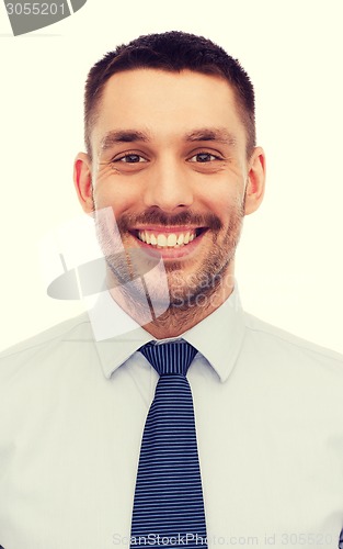 Image of portrait of smiling businessman