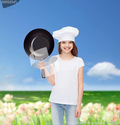 Image of smiling little girl in white blank t-shirt