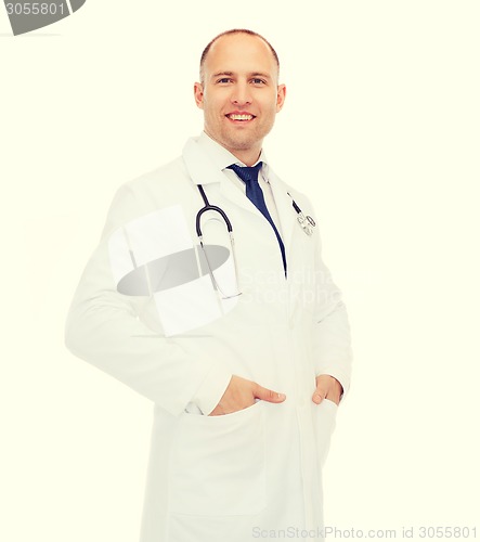 Image of smiling male doctor with stethoscope