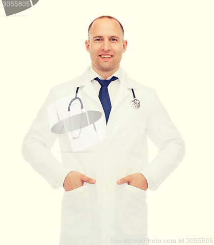 Image of smiling male doctor with stethoscope