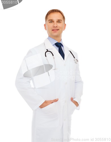 Image of smiling male doctor with stethoscope