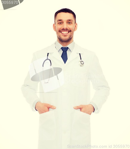 Image of smiling male doctor with stethoscope