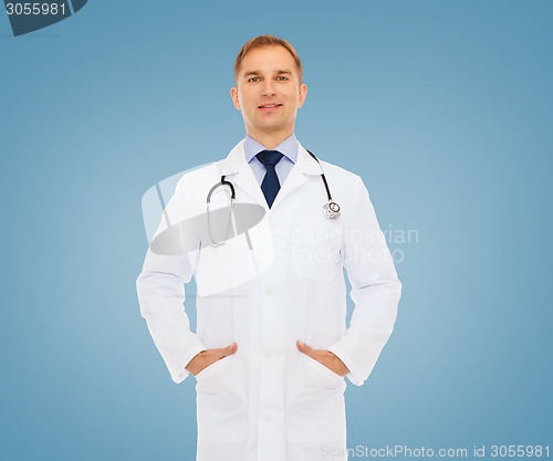 Image of smiling male doctor with stethoscope