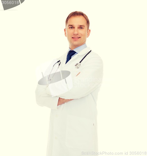 Image of smiling male doctor with stethoscope