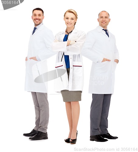 Image of group of smiling doctors in white coats