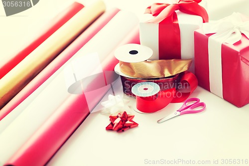 Image of close up of christmas presents