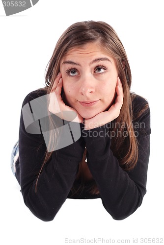 Image of girl with head on hands