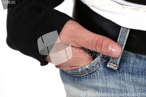 Image of hand in jeans