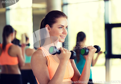 Image of group of women with dumbbells in gym