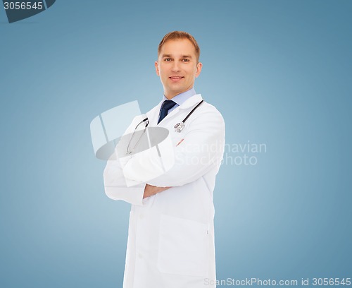 Image of smiling male doctor with stethoscope