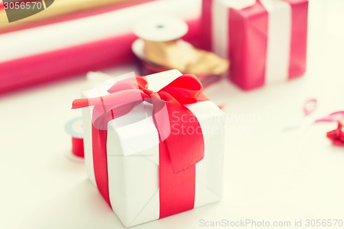 Image of close up of christmas presents