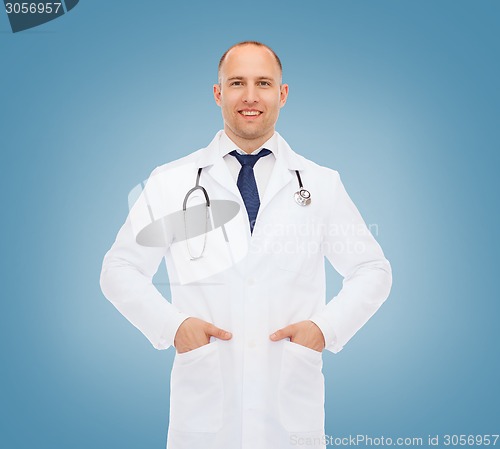 Image of smiling male doctor with stethoscope