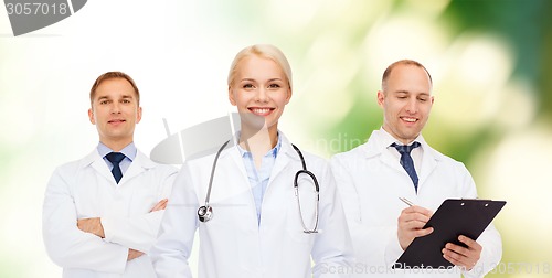 Image of group of doctors with stethoscopes and clipboard