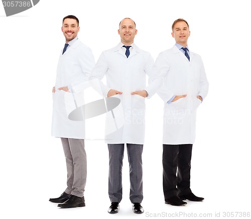 Image of smiling male doctors in white coats