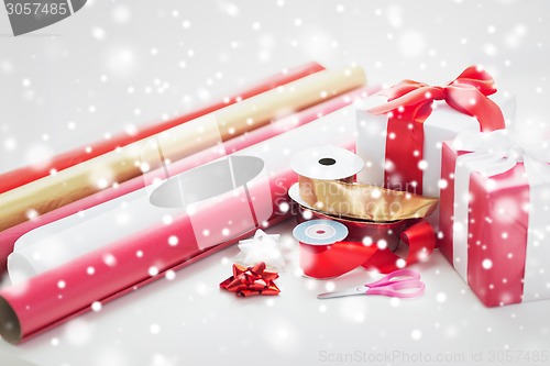 Image of close up of christmas presents