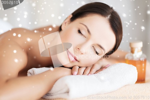 Image of beautiful young woman in spa