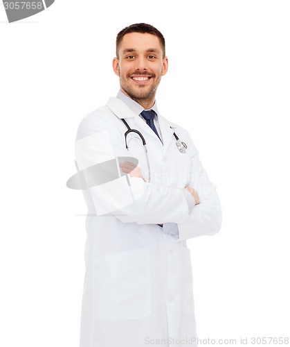 Image of smiling male doctor with stethoscope