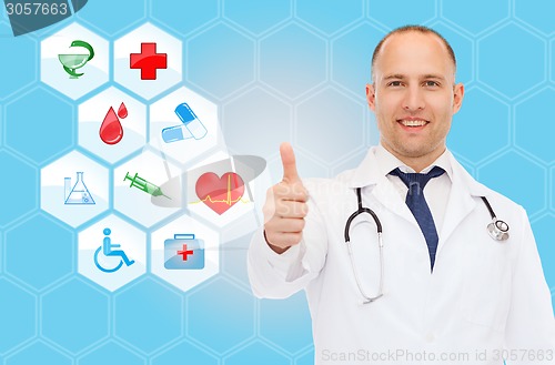 Image of smiling male doctor with stethoscope