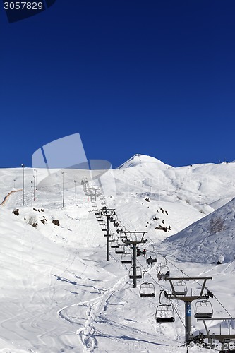 Image of Winter mountains and ski slope at nice day