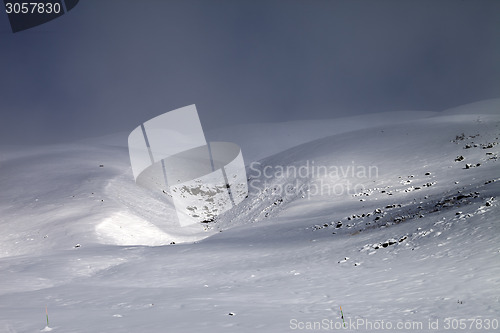 Image of View on off-piste slope in bad weather