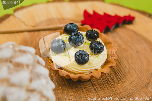 Image of Traditional Christmas cake. Warm colors.