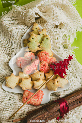 Image of Christmas cookies with festive decoration