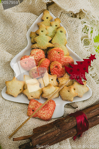 Image of Christmas cookies with festive decoration