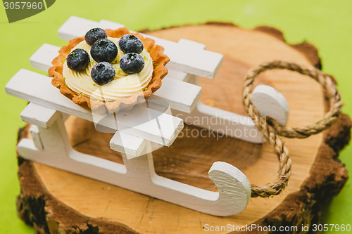 Image of Traditional Christmas cake. Warm colors.