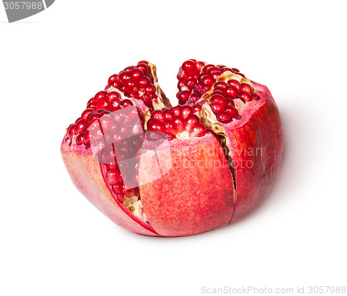 Image of Broken Bright Ripe Delicious Juicy Pomegranate Rotated