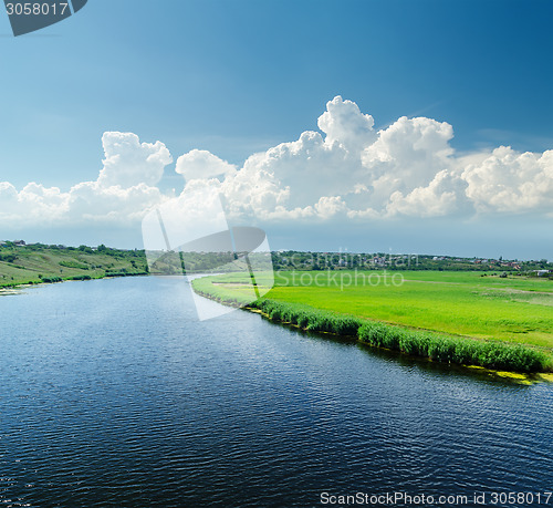 Image of good view to river with clouds over it