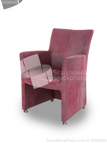 Image of Red leather dining room chair 