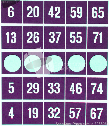 Image of Purple bingo card isolated