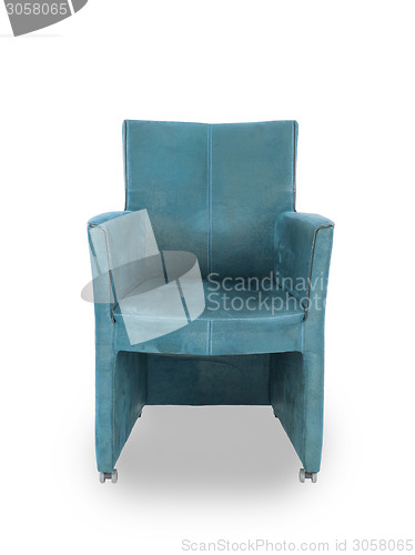 Image of Blue leather dining room chair 