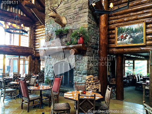 Image of Interior of a rustically restaurant.