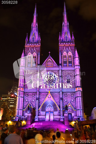 Image of Christmas Lights Display St Marys Cathedral Sydney