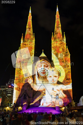 Image of Christmas light display St Mary's Cathedral Sydney