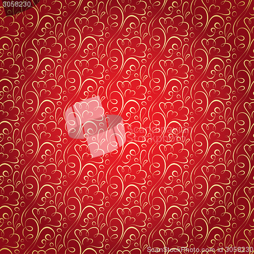 Image of Vector gold floral pattern on claret celebratory background.