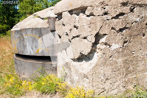 Image of Iron pillbox on hill. Baltiysk, Russia