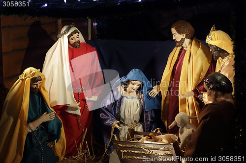 Image of Nativity scene stabl mary birth of Jesus Christmas