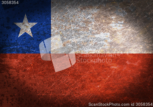 Image of Old rusty metal sign with a flag