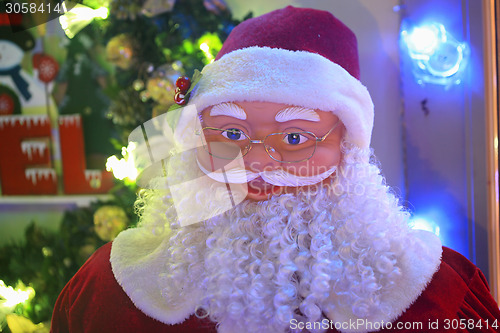 Image of Santa Claus and festive lights